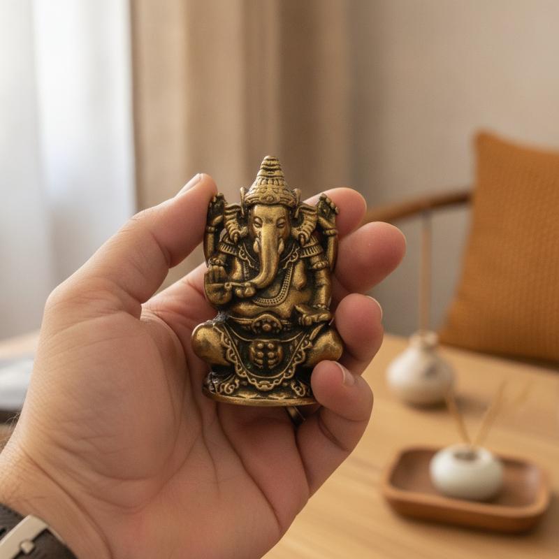 Zestaw Vintage Mosiężnych Posążków Ganesha z Wykwintnym Rzeźbieniem 2 Opcje Rozmiaru Do Ołtarza Domowego Pokoju Medytacyjnego Dekoracja Biurka