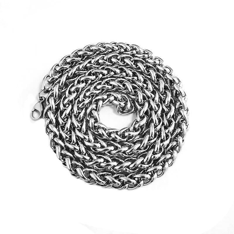 Stainless Steel Men s Powerful Flower Basket Collar Chain Fashionable Titanium Steel Men s Necklace Ribbed Chain Necklace [necklace] circumference 45cm