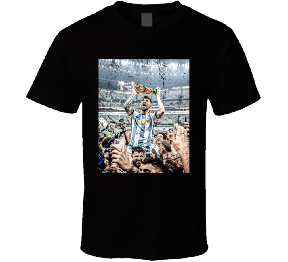 Lionel Messi Lifting World Cup Distressed T Shirt