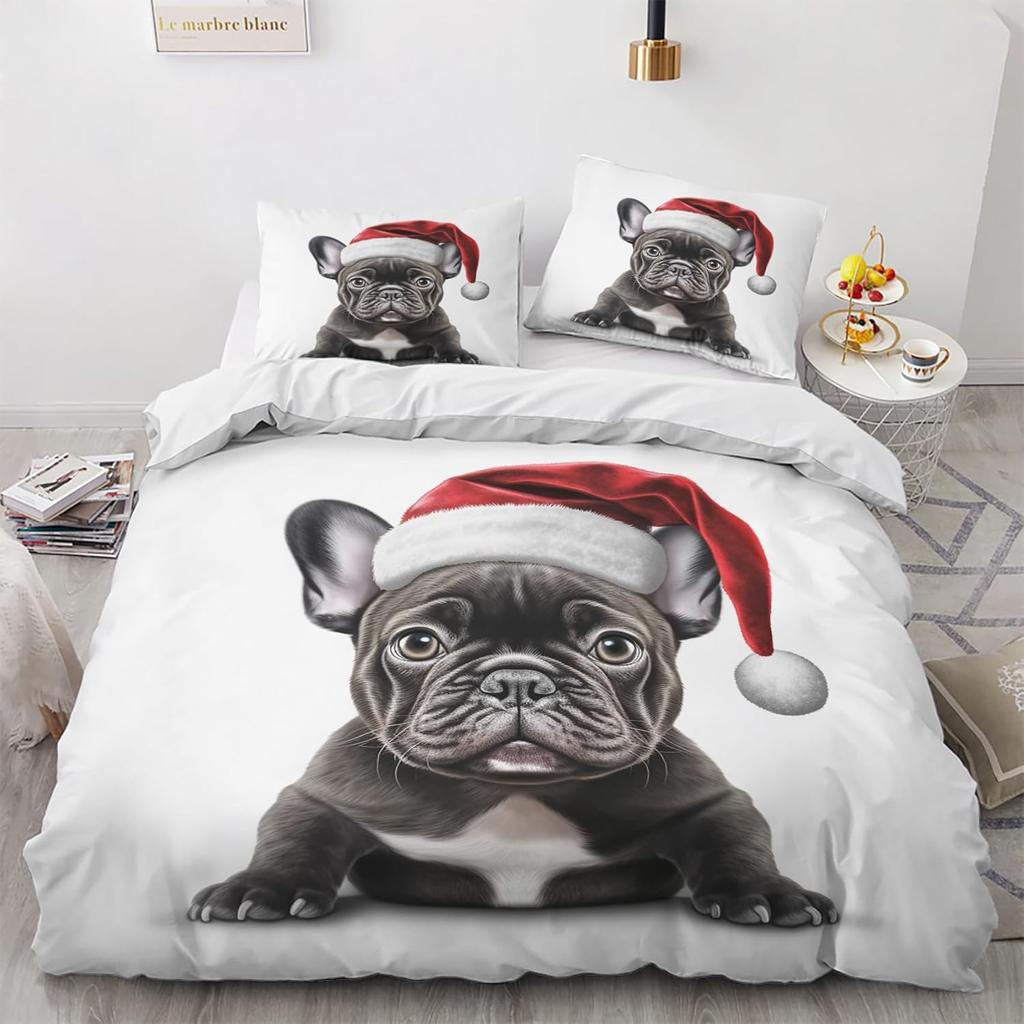 3D Print Cosy Microfiber French Bulldog Duvet Cover Set, Comforter Bedding Set With Pillow Cases 75*50 For Kids Boys Girls Teens