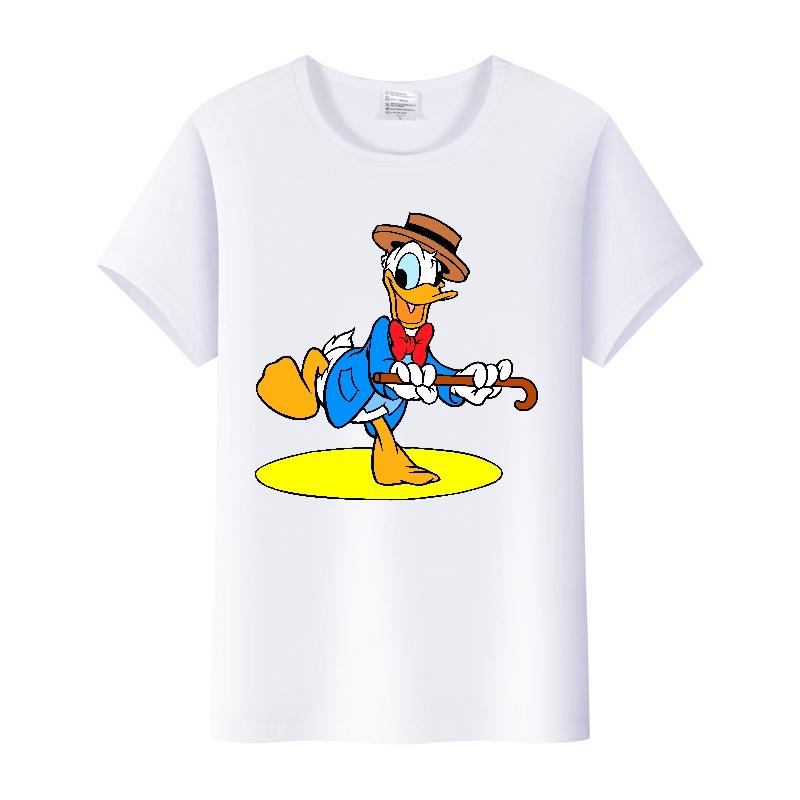 Kawaii Donald Duck Plus Size Tee Ladies Graphic Clothes Summer Women Short Sleeve T-shirt Disney Cartoon Men Tshirt Female Tops