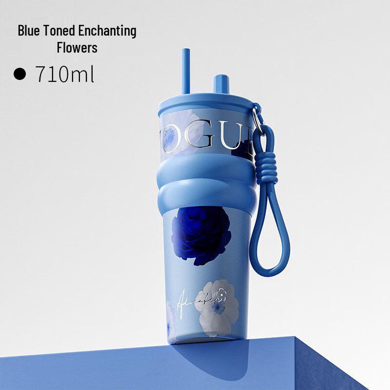 OLOEY Ceramic Travel Coffee Mug with Straw