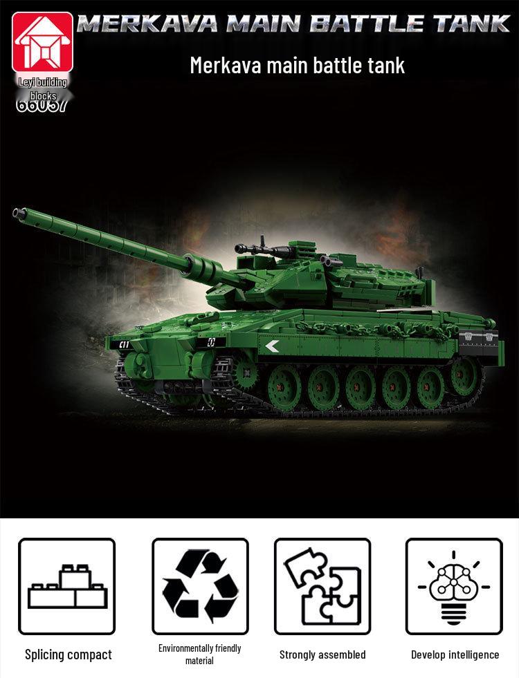 Leyi 66050-72 Leopard 2A7 Main Battle Tank Model - Advanced Military Building Blocks Toy for Boys.