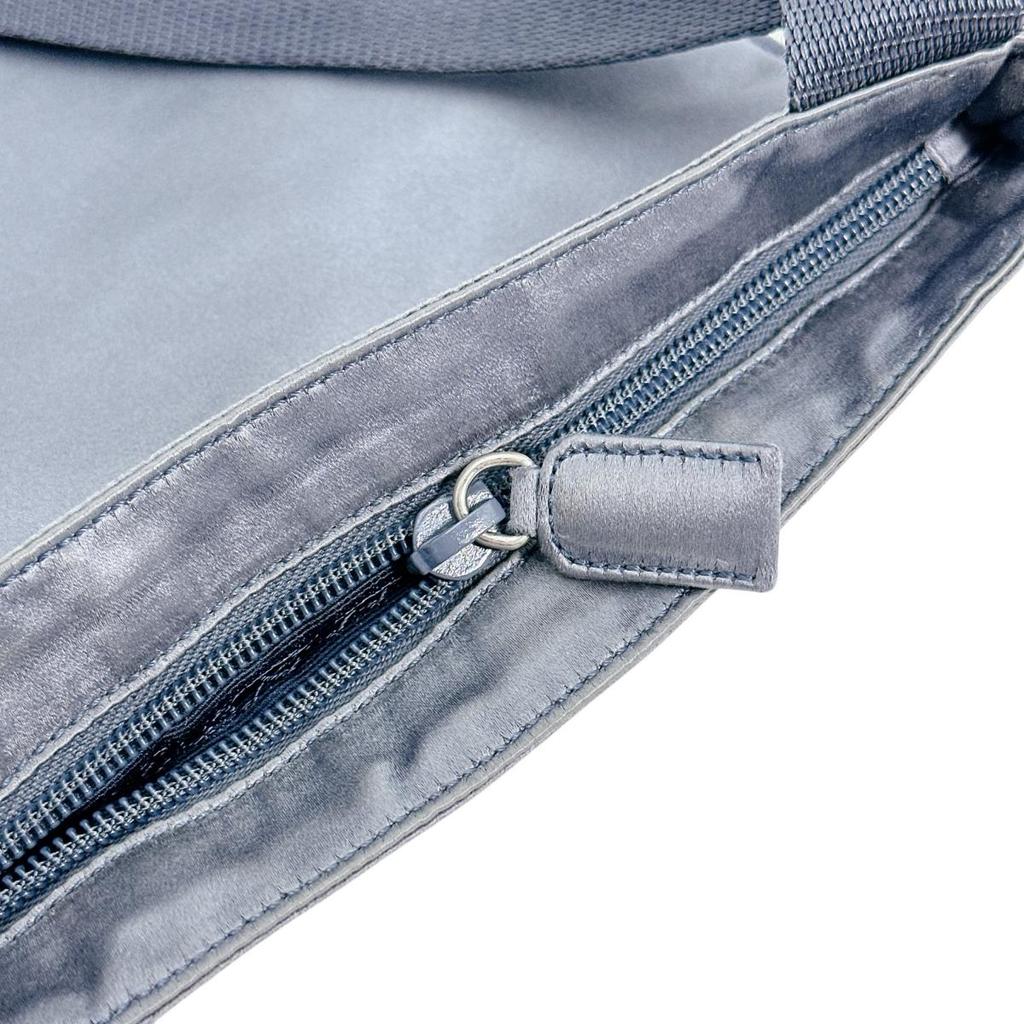 PRADA Triangle logo Silk satin Shoulder Bag Satin Light Gray Women Used
