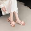 Fashion Big Size Shoes Woman 2025 Slippers Casual Square Heel Flower Shale Female Beach Luxury Block Sabot Slides Floral Big Size Square