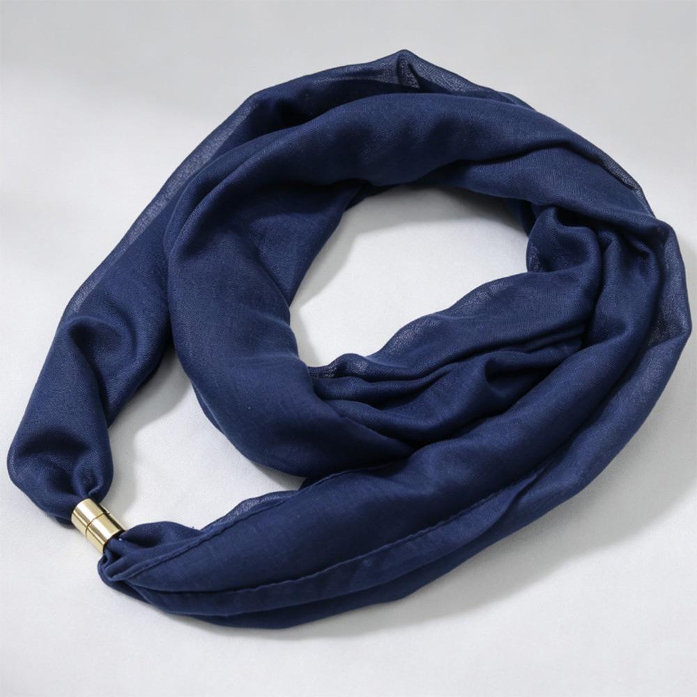 Magnet Clasp Neck Scarf French Style Silk Scarf Elegant Magnetic Buckle Scarf Spring