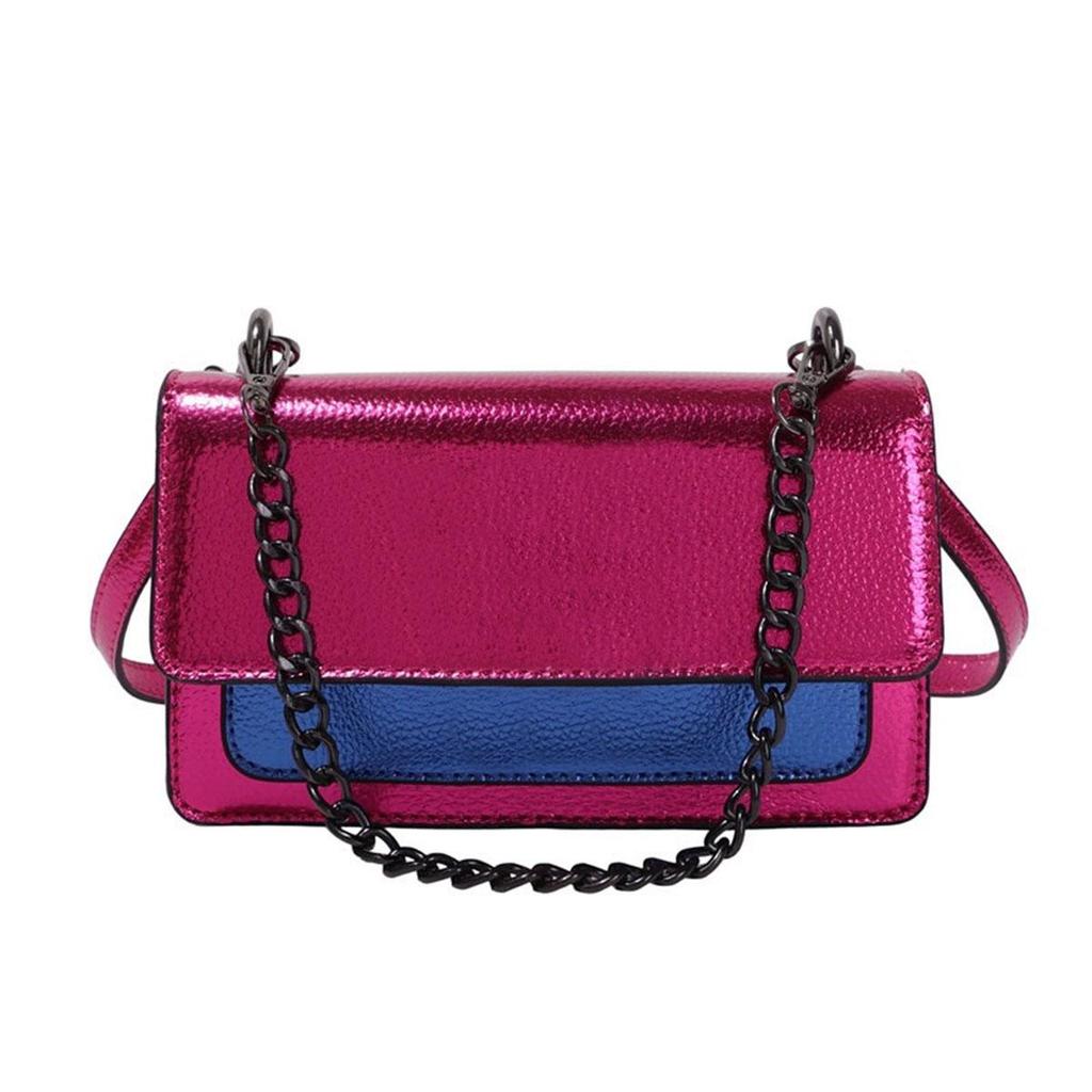 Women's K-G Colorful Splicing Chain Bag Fashionable And Versatile Color Blocking Bag Single Shoulder Crossbody Bag