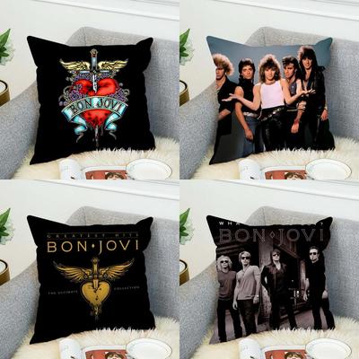 Band BBon JJovi Pillow Case For Car Sofa Decorative Home Doublesided Print Plush Square Throw Pillow Cushion Cover