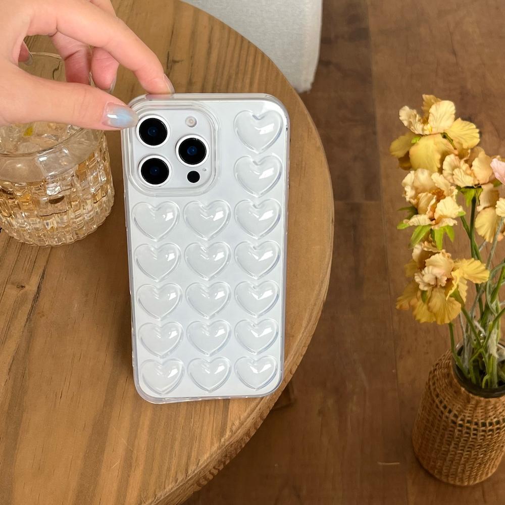INS Stylish 3D Heart Design Mobile Phone Case for iPhone 16 Pro Max 15 Y2K 15 Plus-Trending Protective Shockproof Cute Cover