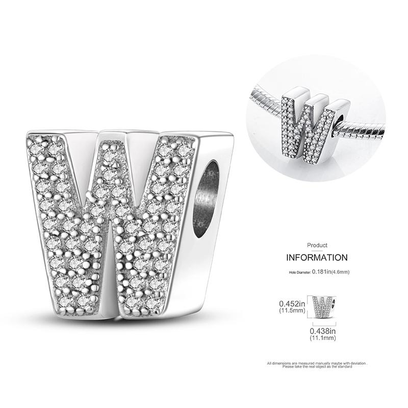 26 A-Z Alphabetperlen Kupfer Liebesbrief-Anhänger Passend für Original 3mm Damenarmband Armreif Cz Zirkonperle DIY Schmuck Geschenk