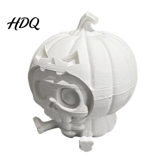 Cute Skull Doll Pumpkin Ornament, Hollow Ghost Face Design, 3D Printed Niche Halloween Tabletop Decor Detailed Layered Figurine, for Desktop