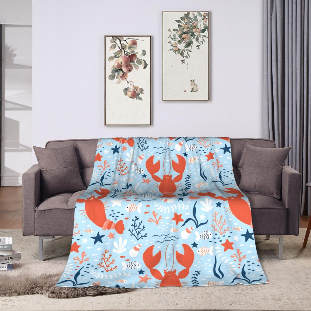 cute sharks Warm Soft Blanket  Picnic Plush Bedding Throws Print Home Decor Flannel Bedspread Sofa Bed Cover