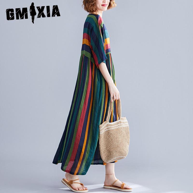 GMXIA Women's Fashion Summer Spring Short Sleeve O-Neck Casual Dresses Anteef Lightweight Oversized Dress