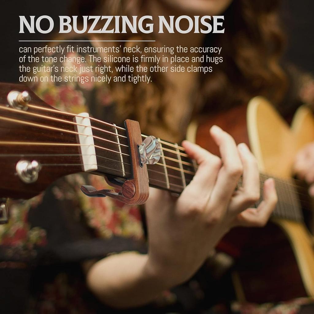 Capo Guitar Capo with Pick Holder for Acoustic and Electric Guitar, Ukelele, Bass, Banjo Rosewood