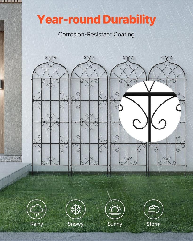 4 Packs Metal Garden Trellis for Climbing Plant Support 71x20 In Rustproof