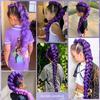 32inch Braided Purple Hair Ponytail with Tinsel Hair Wig Super Long Extensions Shiny Tinsel Hair for Kids Party Use Purple Wig