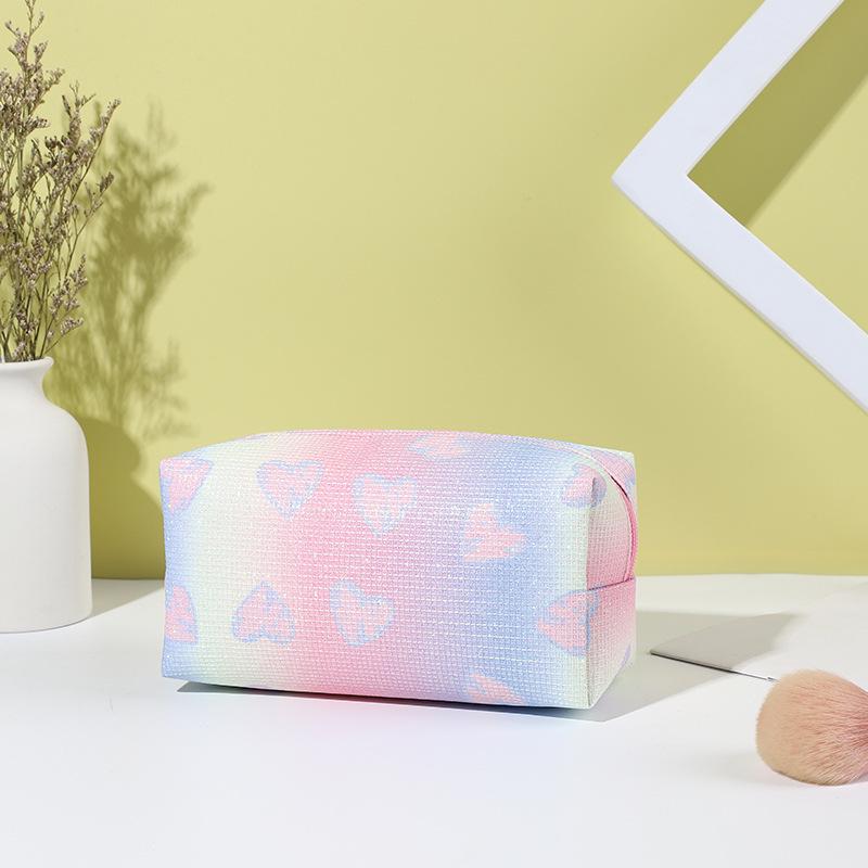 Portable Glitter Heart Makeup Bag: Cute, Washable, Handheld Women s Toiletry Organizer