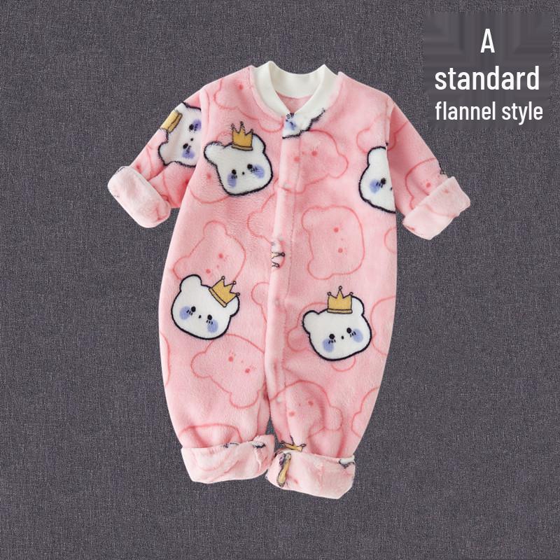Coral Fleece Flannel Romper: Thick Velvet Homewear for Babies - Autumn/Winter