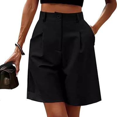 Women's Summer High Waist Short Loose Fit Knee-Length Wide Leg Shorts