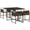 VidaXL Garden Dining Set 5 Pcs and Brown Cushions Poly Rattan 3278024