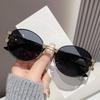 New European and American retro oval small frame sunglasses fashion metal trend sunglasses versatile sunshade sunscreen