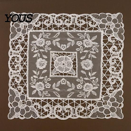 White Lace Doilies for Home Decor Retro Placemat, Floral Doilies, Embroidered Table Mat, Coasters Sheer Mesh Doily Tea Cup, Vase, Coffee Accessories