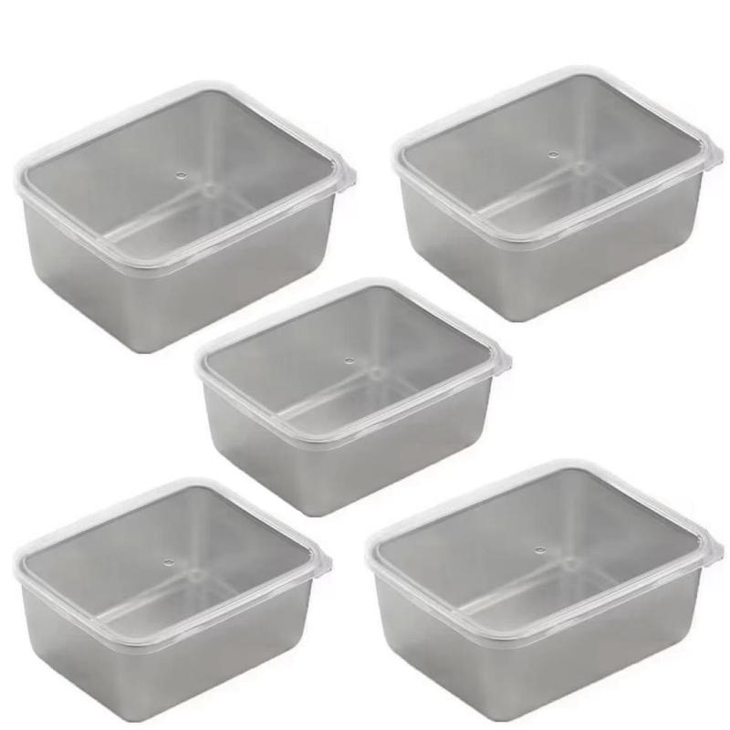 Stainless Steel Food Container with Cover Small Thicken Fresh-keep Food Fruit Lid Sealed Storage Box Kitchen Fridge Organizer