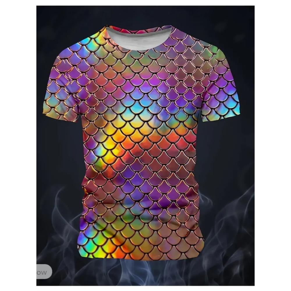 T-shirt da uomo con stampa 3D Grafica Serpente T-shirt da uomo Moda Estiva Casual Quotidiana Streetwear Girocollo Manica Corta T-shirt Scaglie Magliette da uomo