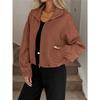 Womens Winter Coat High Neck Zip Drawstring Hem Pocket Loose Baseball Jacket For Fall And Winter Casual Style Outerwear