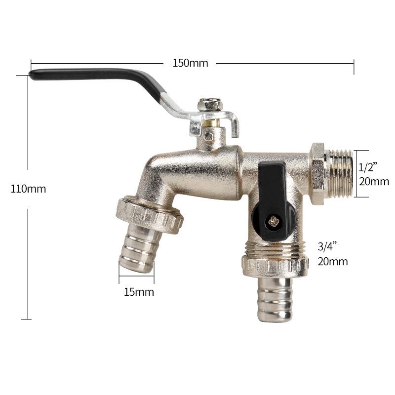 Black-Plated Zinc Alloy Double Outlet Garden Faucet