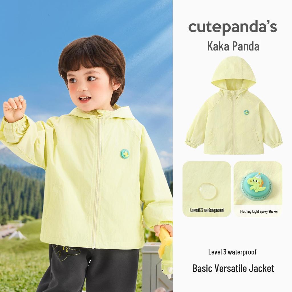 Kaka Panda Kids' Waterproof Spring Jacket - Unisex Baby/Toddler Casual Top for Spring/Autumn