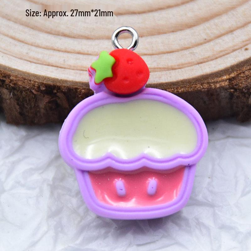 Colorful Resin Drip Cartoon Bear Ice Cream Pendant - Cute Fruit Jewelry Accessory for DIY