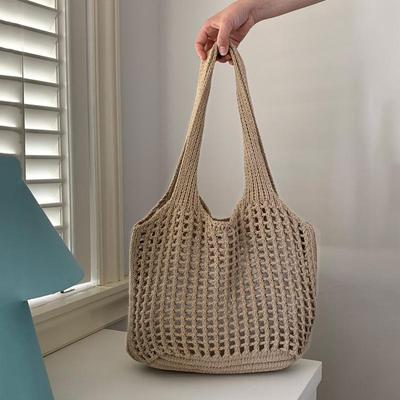 Borse da spiaggia estive alla moda Borsa a spalla da donna Borsa a mano femminile lavorata a maglia traforata Borsa a mano morbida Borsa tote casual grande Semplice borsa portaoggetti