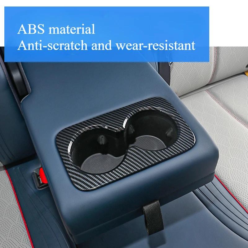 For BYD Yuan Plus Atto 3 2022Car Rear Water Cup Decoration ABS Carbon Fiber Pattern Armrest Box Water Cup Panel Decoration Frame
