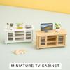 Fashionable Dollhouses Miniature Sturdy Wood TV Stand 1/12 Scale Living Room Furniture Pretend Play Accessory for Kids