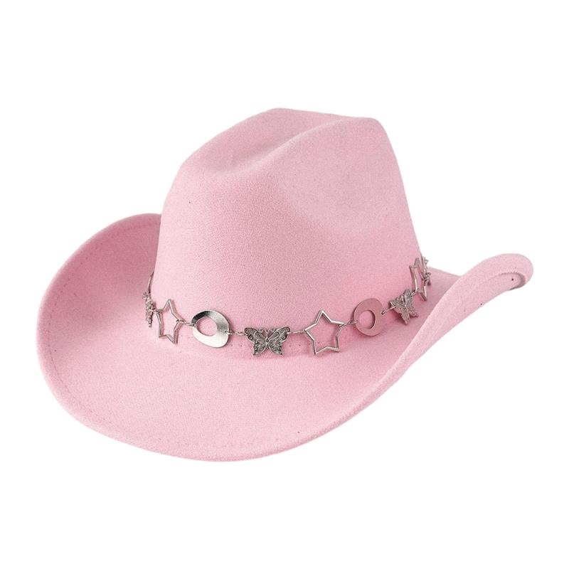 Fashion Star Butterfly Chain Cowboy Cap For Women Men Western Hat Fashion Accessory for Music Festival Theme Party