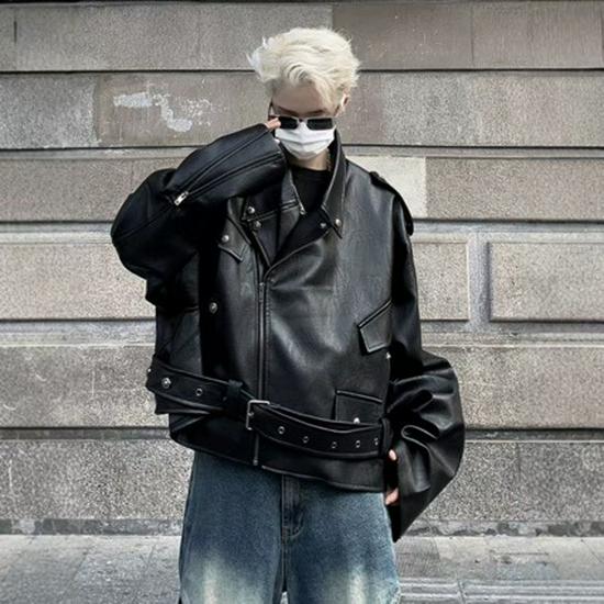 Мужская ретро уличная мотоциклетная куртка из ПУ кожи XL