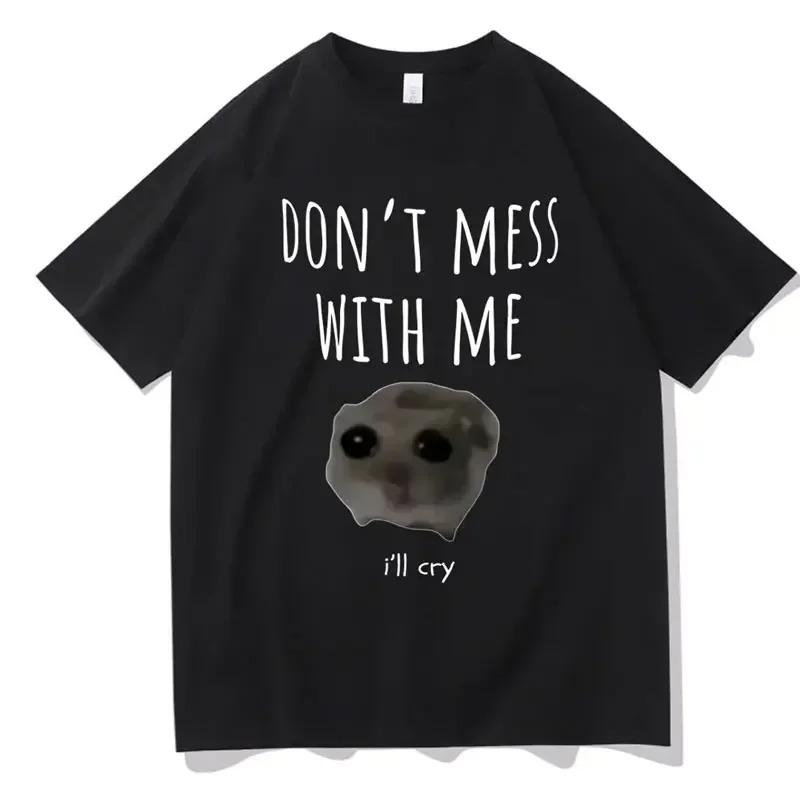 Funny Sad Hamster Im Just Little Girl Crew Neck T Shirt Casual Daily Short Sleeve Graphic Top For Unisex Unisex