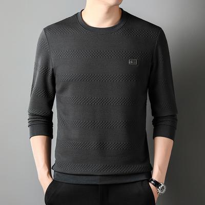 Western-style Sweatshirt for Men, Autumn New Fashion Round Neck Pullover, Korean Style Casual Men's Bottoming Shirt, Long-sleeved T-shirt