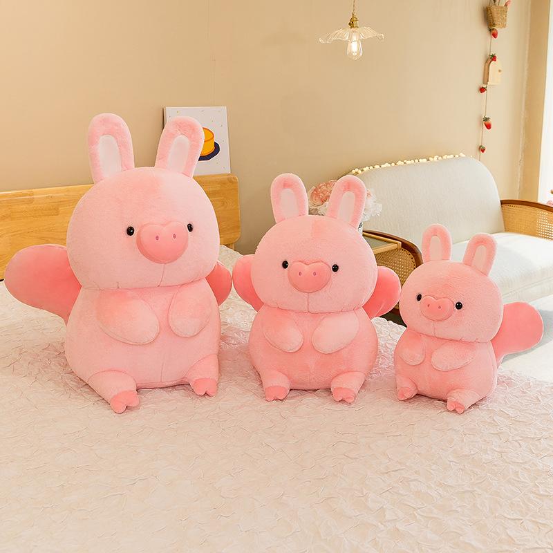 Flying Rabbit Pig Doll Plush Toy Creative Pink Rabbit Ears Pig Doll Sleeping Pillow Ragdoll