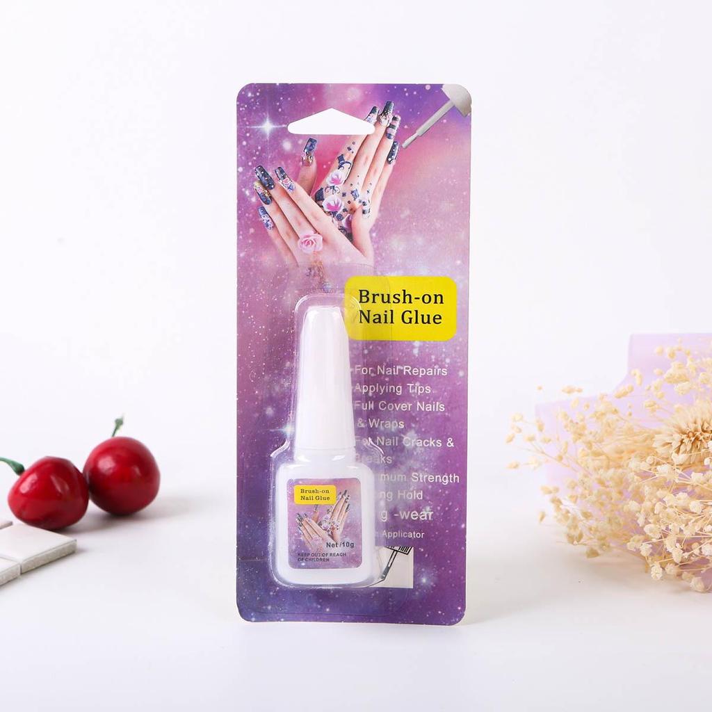10g Quick-Dry Nail Art Glue with Brush for Press-On Nails & Rhinestones