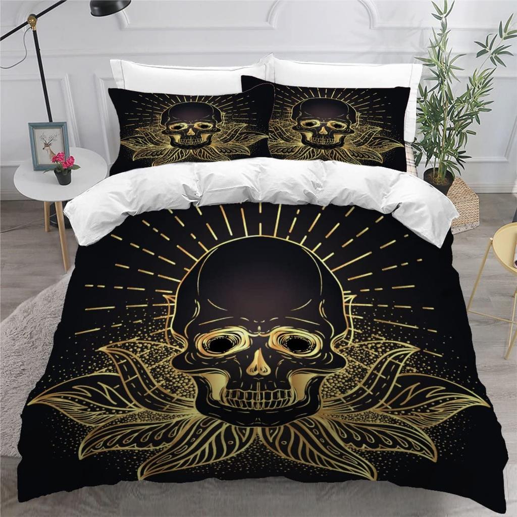 Skull And Beauty Duvet Cover Set Full Size Gothic Sugar Skull Angels And Demons Bedding Set With Pillowcase Twin Double Bed Sets