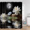 Zen Shower Curtains Black Stone Green Bamboo Lotus Spa Candle Purple Orchid Natural Leaf Bathroom Curtain Meditation Bath Decor