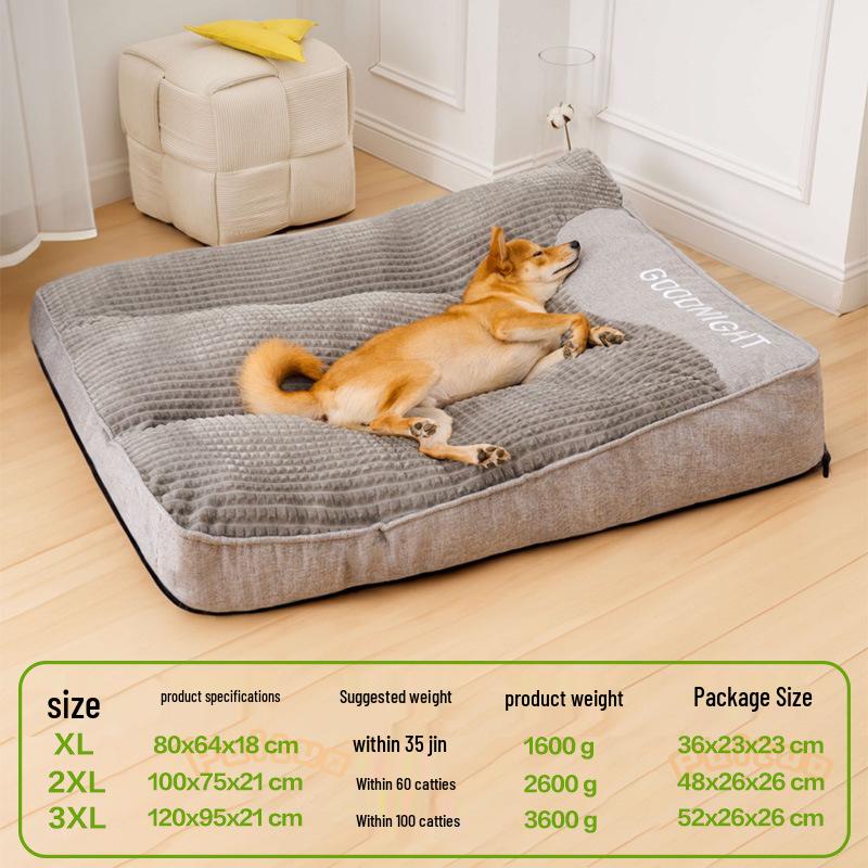 Four Seasons Large Dog Sleeping Pad - Removable, Washable Pet Mat with Crushed Sponge Filling