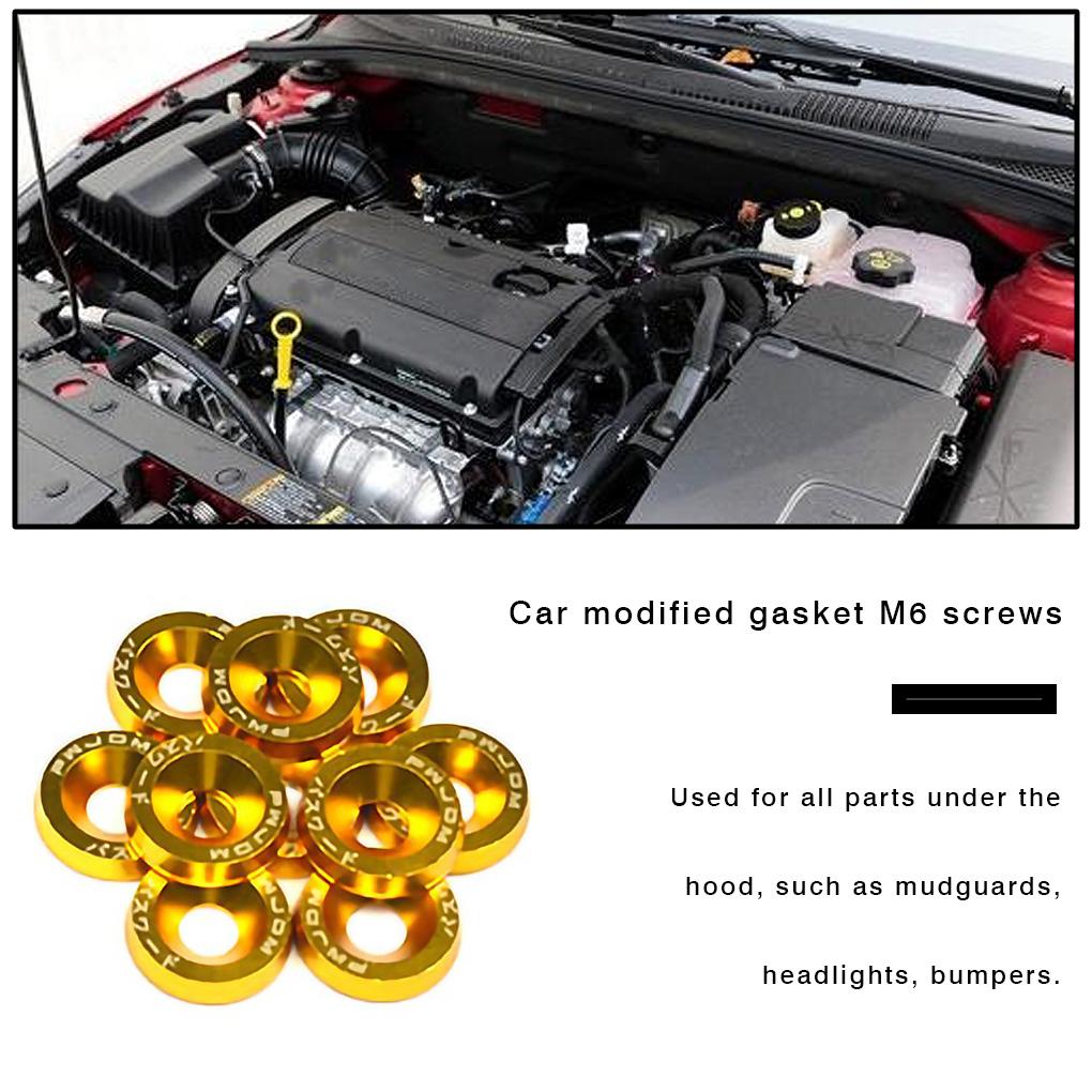 10pcs For M6 JDM Car Bumper Engine Concave Screws Modified Hex Fasteners Fender Washer Auto Part Accessories
