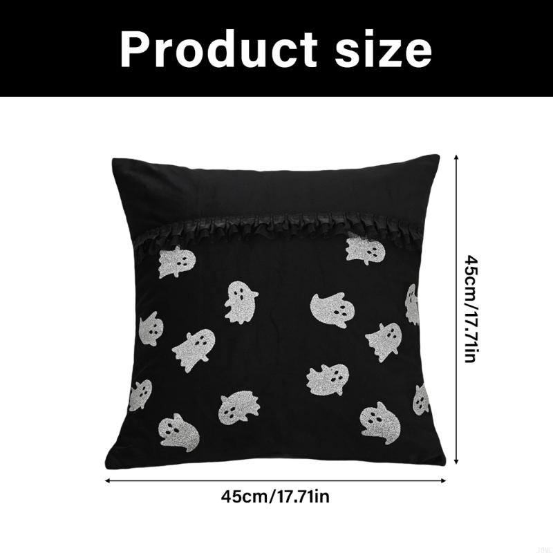 Decorative Mesh Cushion Cover Halloweens Theme Bat Specters Polyester Materials J0MC