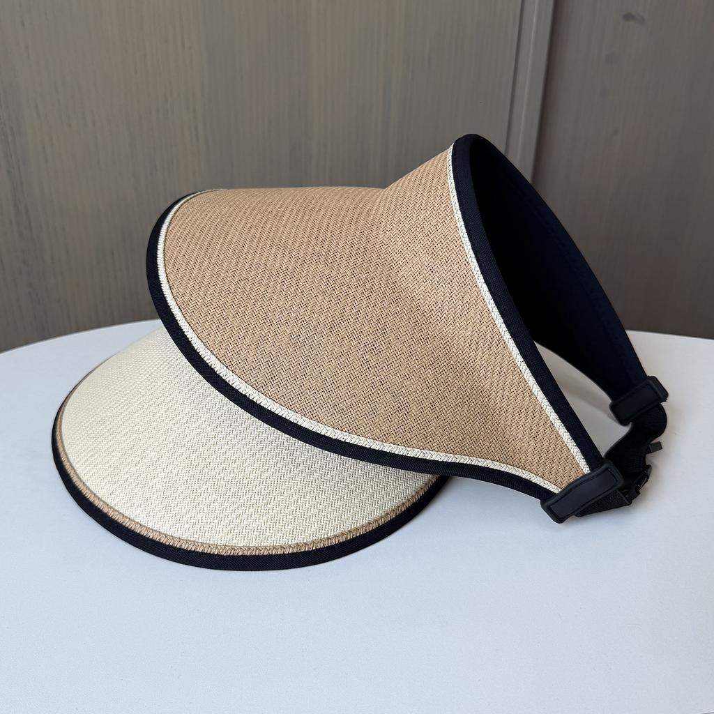 One-piece Rollable Summer Edge Straw Empty Top Hat Children's Outdoor Sunscreen Cycling Hat Versatile Sun Hat