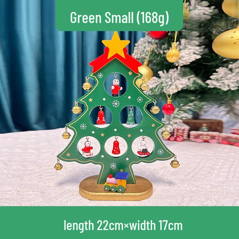 Wooden Christmas Tree Tabletop Display and Mini Figurines - Creative Gifts for Kids