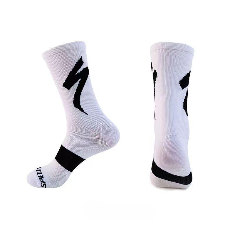 Calzini riscaldati a righe di lusso di alta qualità per uomo, da bici, da strada, da competizione, ad asciugatura rapida, da uomo, a tubo medio