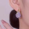High-end and Elegant Purple Full-diamond Stud Earrings with Blue Ear Clasps - A Classic and Versatile Accessory for All Occasions.